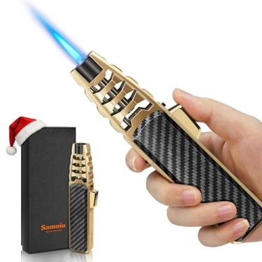 Imagem de SAMNIU Isqueiro de butano FireSaber Solar Beam para cozinha, potente | Chama de jato ajustável, com trava de segurança, recarregável e serve para todos os tanques de gasolina, maçarico de cozinha para