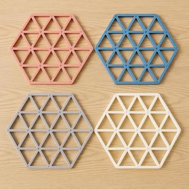 Imagem de Kit com 4 Descanso De Panelas Silicone Alta Resistência Ao Calor Proteção Para Bancada E Mesa 4 unidades