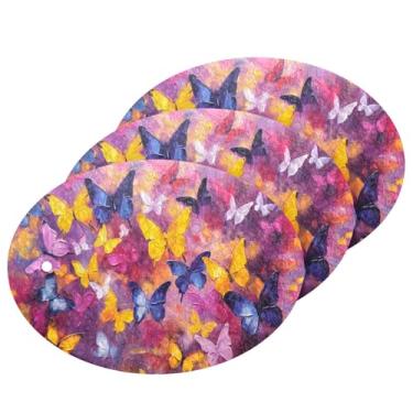 Imagem de CEBUGI Esponjas de limpeza que não arranham, pacote com 3 esponjas de cozinha para lavar pratos, suprimentos de limpeza para cozinha, banheiro doméstico (borboleta colorida em fundo roxo)