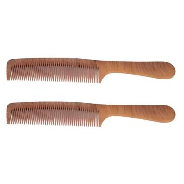 Imagem de Yinhing Conjunto de Pente Antiestático de Madeira Premium de 2 Peças Com Acabamento Elegante de Grão de Madeira para Controle de Frizz e Tratamento de Barba Ideal para Tipos de Cabelo, Incluindo Cabelos Cacheados, Lisos e Ondulados