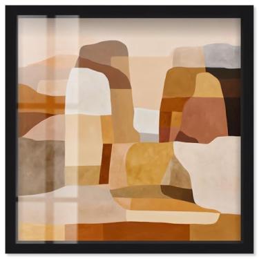 Imagem de Desert Forms IV Shadowbox Print Taupe Boho Wall Art por Art Remedy, moldura preta, 53 x 53 cm