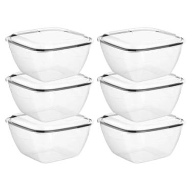 Imagem de Kit 6 Potes Plásticos 3 Litros Transparentes Container Quadrado Porta Mantimentos