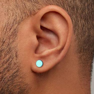 Imagem de 1 par de brincos de aço inoxidável para homens e mulheres, alargadores de orelha com costas planas, túnel, calibre falso, 18G, cores diferentes, 6, Aço inoxidável, Sem pedra preciosa