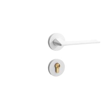 Imagem de Fechadura de porta interna dividida para quarto de quarto maçaneta silenciosa fechadura minimalista para uso doméstico (F12 002 branco)