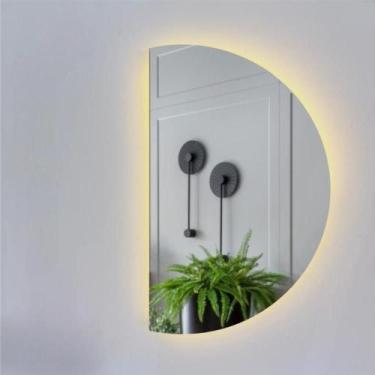 Imagem de Espelho MEIA LUA 45cm X 70cm Com Led à PILHA ou FONTE para Banheiro - 