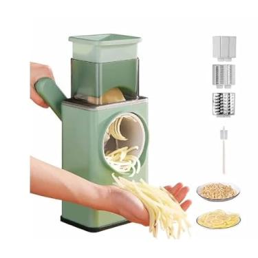 Imagem de Ralador de Queijo Fatiador Legumes Cortador Vegetais Manual 3 em 1 Multiuso Cozinha Giratorio Manivela Multifuncional (YT-2356 cor aleatória)