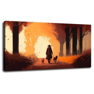 Imagem de Pôster laranja impressão em tela de cachorro arte de parede para casa 1 painéis decorações com moldura 33.0 cmx20.3 cm