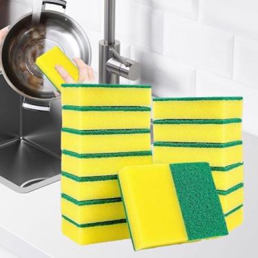 Imagem de 15 esponjas de limpeza de cozinha, esponjas foscas resistentes a arranhões de dupla face, suprimentos de limpeza superabsorventes, adequadas para limpeza de cozinha e casa