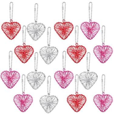 Imagem de Geosar 16 peças de enfeites de árvore de coração, bolas de coração decorativas de arame de alumínio a granel, enchimentos de vasos, para decoração de festa de casamento, aniversário, árvore de mesa