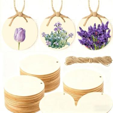 Imagem de YDJIANCAI Círculos de madeira inacabados com cordão de furos, para artesanato, projetos DIY, placas de cabide de porta de madeira e pintura, decorações de férias (tamanho: 100 peças 2,95 pol (7,5 cm))