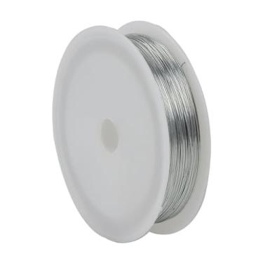 Imagem de Fio de artesanato ultrafino de 0,3 mm, rolo de fio de joias de alumínio de 50 m (164,04 pés) cores sortidas para embrulho de arame, contas, escultura DIY, modelagem e projetos de arte (cor: prata)