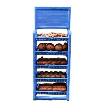 Imagem de harayaa Diorama de supermercado em escala 1:64 - Acessórios para Miniatura - Modelo em Miniatura para Decoração de Paisagem - Maquete de Cena - Enfeite DIY -, Prateleira de Pão Azul