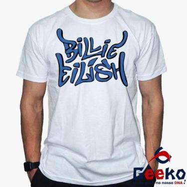 Imagem de Camiseta Billie Eilish 100% Algodão Geeko, Branco gola careca, Azul, G