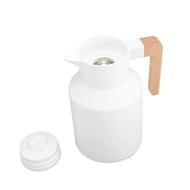 Imagem de GLOGLOW Cafeteira/xícara de café Com Alça de Madeira, Capacidade de 1000ml, Interior de Vidro, Isolamento Quente e Frio para Casa e Escritório Jarra de café Térmica Nan (Branco)