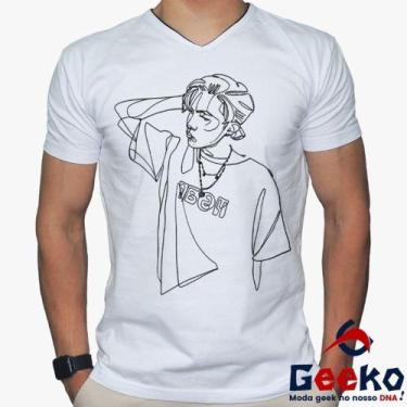 Imagem de Camiseta J-Hope 100% Algodão BTS K-pop Geeko, Branco gola v, GG