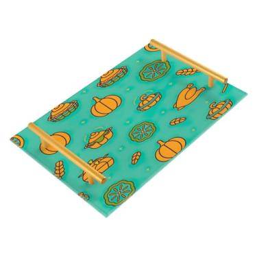 Imagem de xigua Bandeja de banheiro de abóboras de outono com alças bandeja de servir antiderrapante para mesa de centro, organizador de bancada de cabeceira bandeja de decoração de acrílico para decoração de