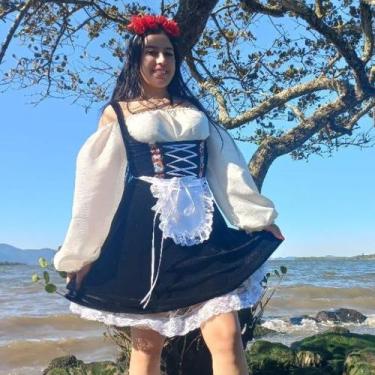 Imagem de Vestido Alemã Veludo Oktoberfest Evelin manga longa ciganinha, M