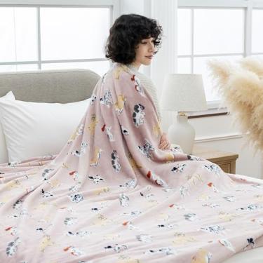 Imagem de Sushing Cobertor de lã de desenho animado, decoração de casa com personagens de animais fofos, presente leve e macio para adultos e crianças, lavável na máquina, 177,8 x 228,6 cm, filhotes