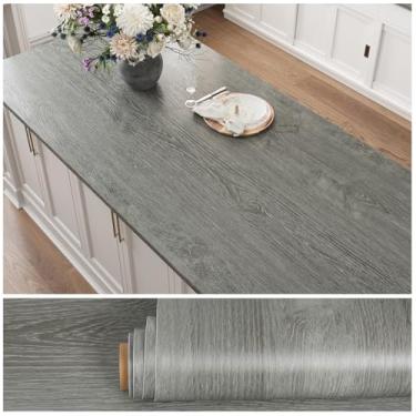 Imagem de VEELIKE Papel de contato extra largo de madeira de carvalho cinza 81 x 39 cm, papel de parede de madeira à prova d'água para móveis, armários de cozinha, envoltório de vinil, autoadesivo, capas de