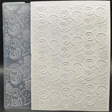 Imagem de Pasta de plástico em relevo 12 x 17 cm padrão de floco de neve de cervo em papel artesanato impressões texturizadas de plástico para fazer cartões, scrapbooking