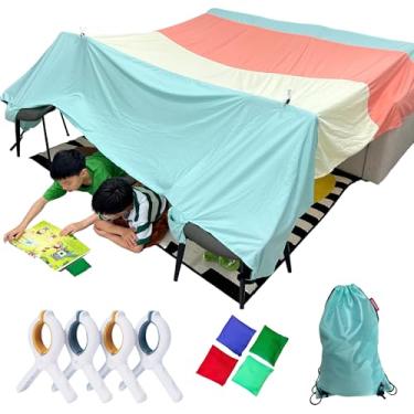 Imagem de lukidoki Blanket Fort Building Kit for Kids - Large Lightweight Fort Making kit and Clips with CPC Certification - Portable Playhouse Play Tent Fort - Indoor/Outdoor Girls/Boys Toys Ages 4-5 6 7 8-12