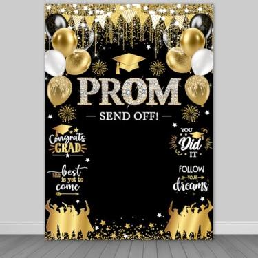 Imagem de Fitumiw Pano de fundo de formatura 2026 formatura 2026 decorações de festa fundo parabéns graduado banner adereços para cabine de fotos (ouro, 1,5 x 2,1 m)