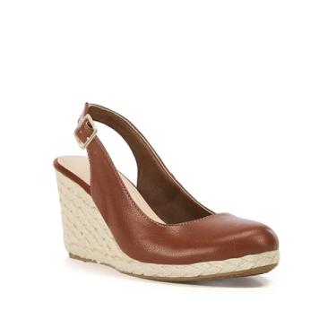 Imagem de Coutgo Sandália feminina de salto plataforma com bico fechado, Marrom, 38