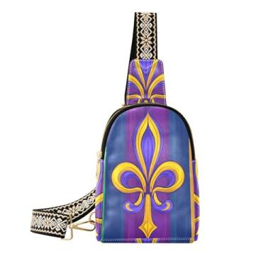 Imagem de CEBUGI Fleur De Lis pequena bolsa tiracolo feminina de couro, pochete transversal para trilhas, viagens ao ar livre