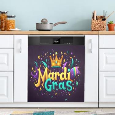 Imagem de ATTX Capa magnética para lava-louças Mardi Gras | Adesivo decorativo de eletrodomésticos de 58 x 66 cm para armários domésticos e eletrodomésticos (75)