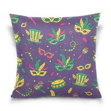 Imagem de Blueangle Capas de almofada de máscara de carnaval - 50 x 50 cm, decoração de férias de fazenda para sofá de casa (28)