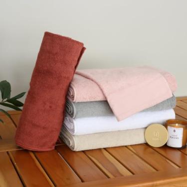 Imagem de Kit Jogo de Toalhas Ykitibá Concept 540 g/m² 4 Peças Prata Fio Penteado Bio Polimento 100% Algodão Alta Absorção Luxo (Branca)