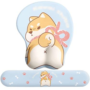 Imagem de Apoio de braço para computador bonito tapete de rato para animal de estimação, apoio de pulso com teclado estéreo 3D, decoração de mesa estilo japonês, descanso de cotovelo confortável para mesa (Cor