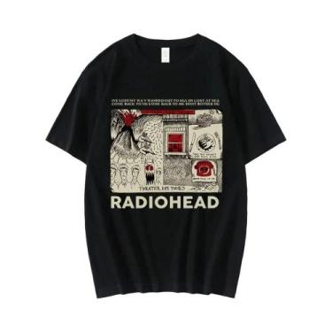 Imagem de Camiseta Vintage Oversize De Rock Band Radiohead Para Homens, 100% Alg