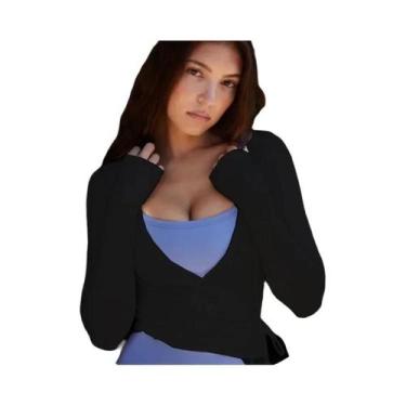 Imagem de Camiseta Feminina De Manga Longa Com Ajuste Slim, Top Cropped Com Amar