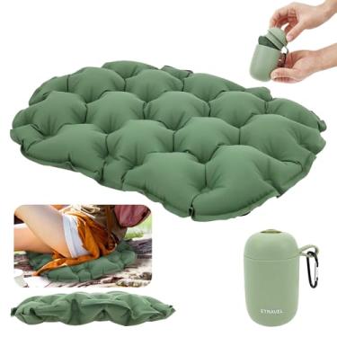 Imagem de Almofada de assento inflável, leve e portátil para acampamento com bomba e caixa de armazenamento, almofada de assento de avião à prova d'água para voos longos, escalada, caminhada, escritório, carro