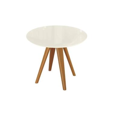 Imagem de Mesa p/ Cozinha Duna Premium Madeira Maciça c/ Tampo Madeirado c/ Vidro 105x105cm Carvalho/Off White - Kappesberg