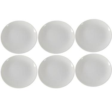 Imagem de Kit 6 Prato Liso Raso Redondo Branco Premium de Melamina 25,5cm Leve R