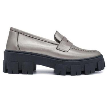Imagem de Mocassim Couro Feminino Oxford Tratorado Confortável Moderno-Feminino