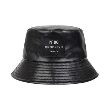 Imagem de Chapéu Bucket Unissex De Couro PU Brooklyn Panama Para Viagem Ao Ar Li
