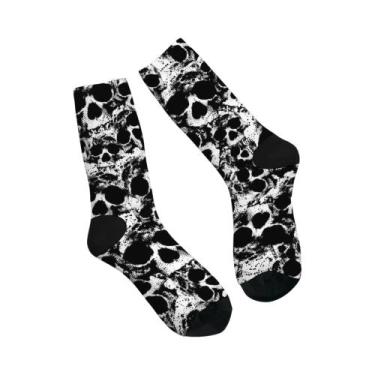 Imagem de Meias Unissex De Cano Médio Com Estampa De Caveira Em Tons Vibrantes, 