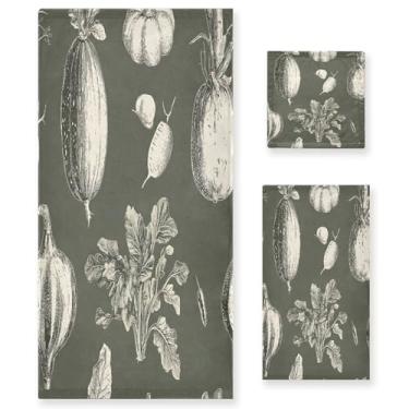 Imagem de xigua Conjunto de toalhas de banheiro de vegetais absorvente macio toalha de banho de 3 peças toalha de mão toalhas decorativas para banheiro, academia, hotel, praia, piscina