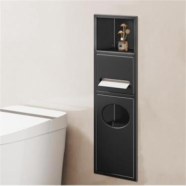 Imagem de Rack de armazenamento de papel higiênico - Nicho de parede de aço inoxidável para chuveiro embutido e lixeira embutida - ideal para banheiros de shopping centers