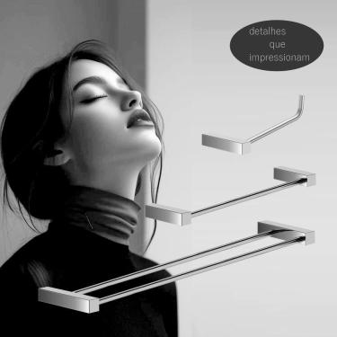 Imagem de Kit Acessórios Para Banheiro Escovado 3 Peças Grego Metal 2040tr