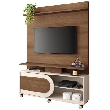 Imagem de Estante Painel Para Tv 55 Pol 136cm 1 Porta Mars B01 Castanho Off White - Lyam Decor
