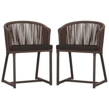 Imagem de 2 Cadeiras De Jantar Noronha Marrom Corda Náutica E9 Trama Marrom