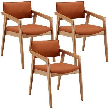 Imagem de Kit 03 Cadeiras De Jantar Estar Living Giorgia L02 Tecido Terracota