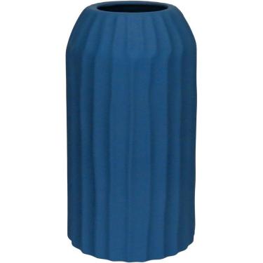 Imagem de Vaso Decorativo Enfeite Redondo Home&co Cerâmica 22x12 Azul