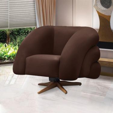Imagem de Poltrona Giratória Orgânica Com Balanço Tana Bouclê Marrom E03 - D'rossi