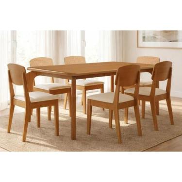 Imagem de Conjunto: Mesa Sala Jantar Londrina Tampo Curvo 180cm+6 Cadeiras Havan