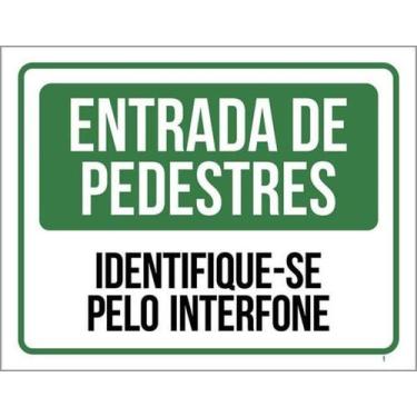 Imagem de Kit 10 Placas Entrada Pedestres Identifique-Se Interfone - Sinalizo